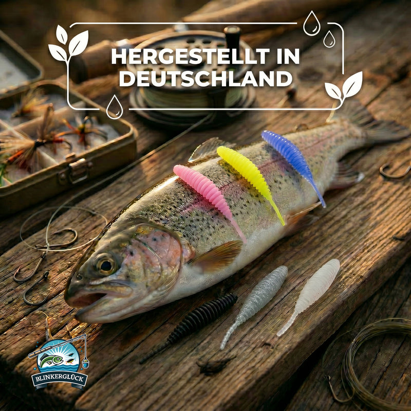 Laden Sie das Bild in Galerie -Viewer, Troutworm 6 cm – Einzelfarbe "Black" (TWC01) in versch. Aromen